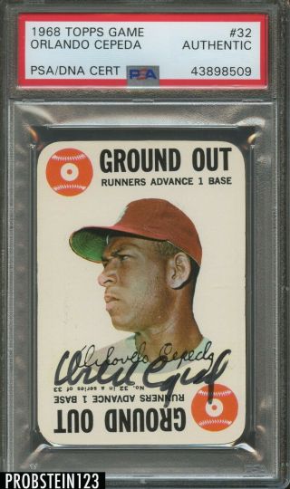 1968 Topps Game 32 Orlando Cepeda Signed Auto Autograph Hof Psa/dna Authentic