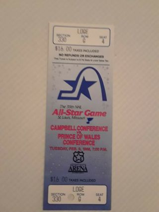 1988 39th Nhl All Star Game Full Ticket St.  Louis Blues St.  Louis Arena