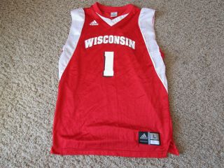 Wisconsin Badgers Uw Basketball Jersey 1 Adidas Youth Large 14/16