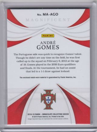 Panini Immaculate Soccer Andre Gomes 10/25 Patch Card Portugal 2