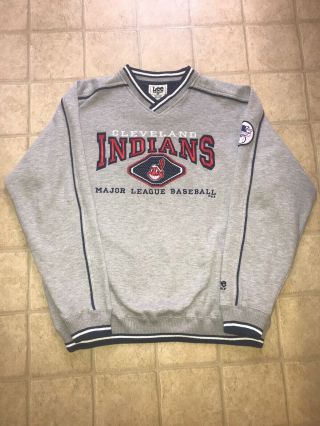 Vintage Cleveland Indians Mlb Lee Sport Sweater Sweatshirt Large Chief Wahoo