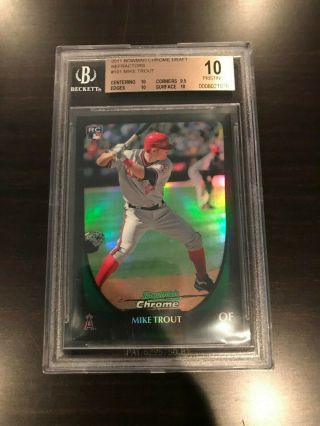 2011 Bowman Chrome Draft Mike Trout Rc Refractor Bgs 10 Pristine 076