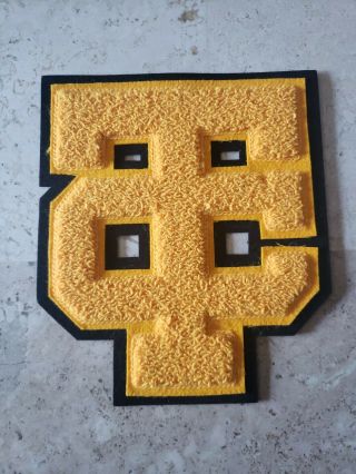 Vintage Chenille Varsity Letter Tc Blue And Gold/maize/yellow 1970s