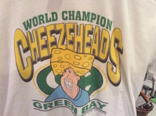 Vintage Green Bay World Champion Cheeseheads 1997 T - Shirt Sz L Made In Usa