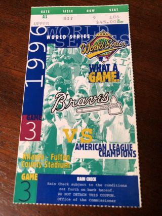 1996 World Series Ny Yankees Vs Atlanta Braves Game 3