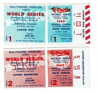 1969 World Series Full Ticket Stub,  Game 1 Only Mets - Orioles