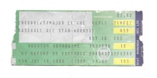 1986 Major League Baseball All Star Workout Ticket Stub Houston Astrodome
