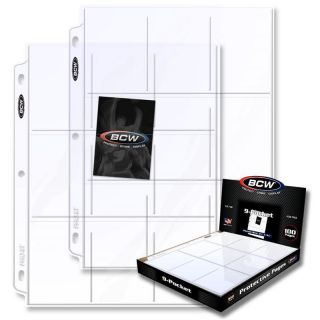 200 Bcw 9 - Pocket Clear Trading/sports Card Album Pages/ Coupon Binder Sheets
