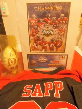Tampa Bay Buccaneers Bowl Poster W/dated Stamp: Sapp Jersey: Mini Footbal