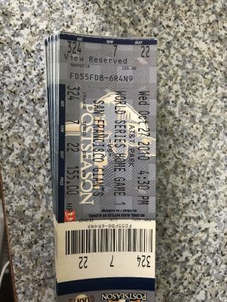 2010 San Francisco Giants Vs Texas Rangers World Series Game 1 Ticket Stub