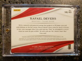 Rafael Devers 2018 Immaculate Jumbo Patch 25/25.  Awesome piece of jersey number 3