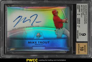 2010 Bowman Platinum Refractor Mike Trout Rookie Rc Auto Mt Bgs 9 (pwcc)
