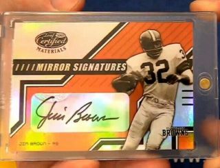 2003 Leaf Certified Materials Jim Brown Mirror Signatures Auto Red D/100 Browns