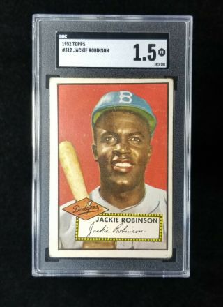 1952 Topps 312 Jackie Robinson Sgc 1.  5 High Bright Card Eye Appeal