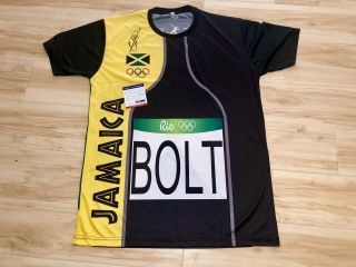 Usain Bolt Hand Signed Rio Gold Jersey Shirt Fastest Man Psa Dna Cert 4