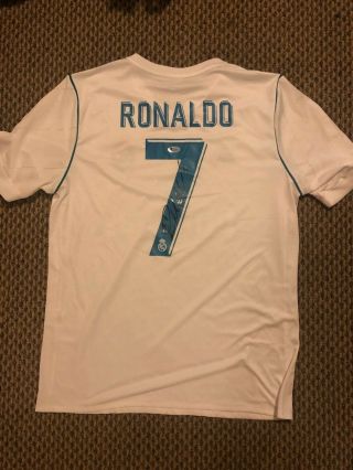 Cristiano Ronaldo Signed 2017 - 18 Real Madrid Soccer Jersey - Bas Beckett