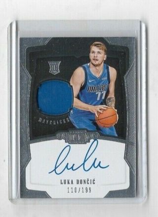 2018 - 19 Dominion Luka Doncic Rc Jersey Autograph On Card Auto Rookie /199 Mavs