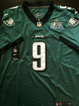 Nick Foles Green All - Stitched Philadelphia Eagles Bowl VII Jersey 9 XXL 5