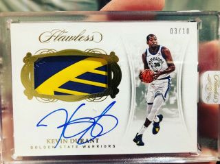 2017 - 18 Flawless Kevin Durant /10 Encased Patch Auto Nasty Patch