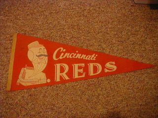 Vintage Cincinnati Reds Full Size Mlb Baseball Pennant With Crosley Field