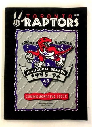 1995 Toronto Raptors 1st Game Program Inaugural Season Jersey Nets Unscored