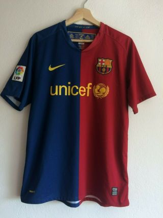 Barcelona Home Football Shirt 2008 - 2009 Size M