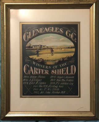 Framed Gleneagles G.  C.  Winners Of The Carter Shield 1894 - 1902 Golf Course