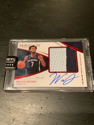 2017 Immaculate Premium Patch Autographs Red Wayne Selden 2/15