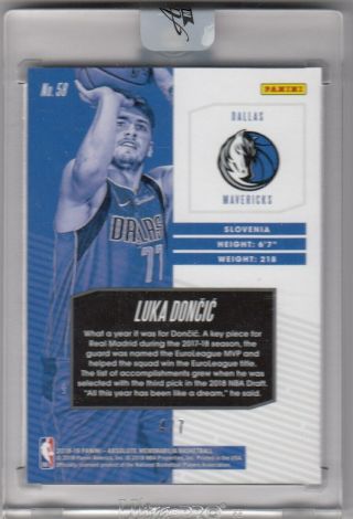 Luka Doncic 2018 - 19 Panini Absolute Rookie RC Maroon 4/7 2