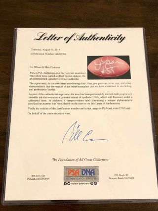 JUNIOR SEAU SIGNED AUTO OFFICIAL NFL FOOTBALL WILSON PSA DNA AUTHENTICATED 2