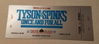 Tyson Vs Spinks 1988 Ticket / - Detroit Event At Athletic Club