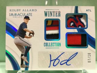 Braves Kolby Allard Auto/triple Relic 4 - 3 - 2 Color 7/10 2019 Immaculate Awesome