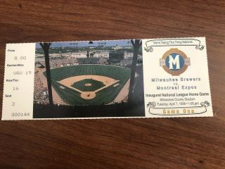 1998/milwaukee Brewers - 1st Home Game - National League/commemorative Ticket Stub