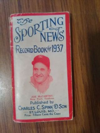1937 Sporting News Baseball Record Book,  Joe Mccarthy,  York Yankees Red