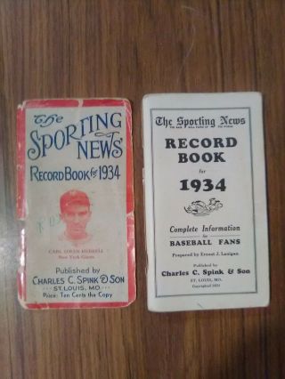 1934 Sporting News Record Book - Carl Hubbell On Cover - Foxx On Back
