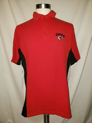 Nfl Kansas City Chiefs Vintage Red Black White Golf Polo Shirt Xl