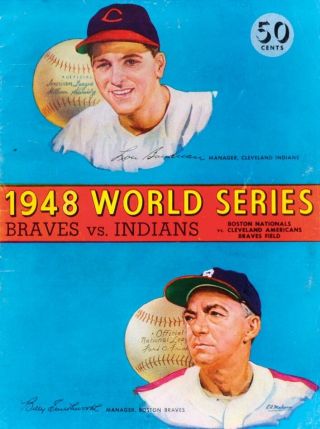 1948 World Series Program Cover Photo 8x10 Braves Vs Indians Indians Win 4 - 2