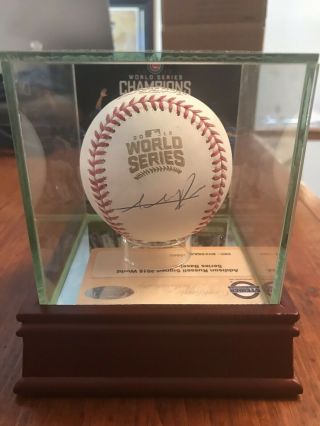 Addison Russell Cubs 2016 World Series Signed Baseball With Case & Image Steiner