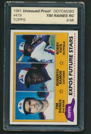 1981 Topps Unissued Proof Tim Raines Rc Blank Back 2037