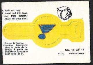 1973 - 74 Opc (o - Pee - Chee) Nhl Hockey Insert Team Ring: 14 Of 17 St.  Louis Blues