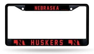 Nebraska Cornhuskers Black Frame Metal Chrome License Plate Cover University Of