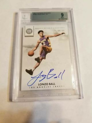 Lonzo Ball 2017 - 18 Encased Rookie Notable Signatures Auto /99 Bgs 9/10 Lakers