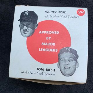 Vintage 1960s Whitey Ford/ Tom Tresh York Yankees Wiffle Ball Box W/ball