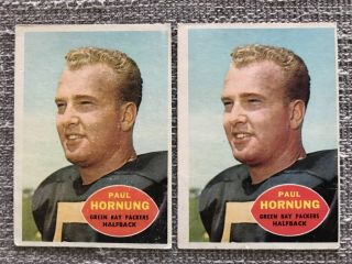 Paul Hornung Topps 1960 Card X 2 54 Green Bay Packers Nfl Football