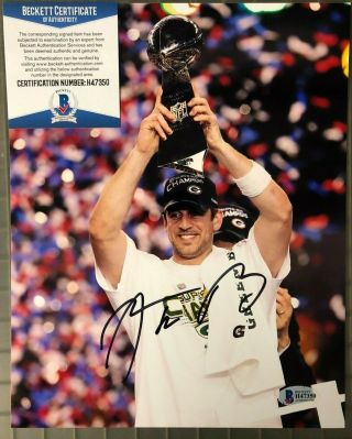 Aaron Rodgers Green Bay Packers Signed Autograph 8x10 Photo Beckett Bas