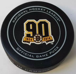 1924 - 2014 90 - Years Nhl Stanley Cup Boston Bruins Official Game Puck Bettman