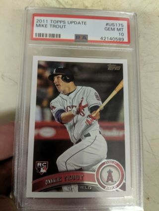 2011 Topps Update Mike Trout Rookie Rc Us175 Psa 10 Gem Centered