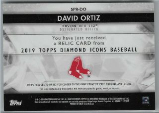 2019 Topps Diamond Icons David Ortiz Game Relic Jersey Card /10 Red Sox 2