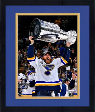 Framed Ryan O Reilly Blues 2019 Stanley Cup Champs Signed 8 " X 10 " Cup Photo