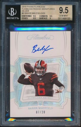 2018 Panini Flawless Baker Mayfield Silver Rookie Signatures Auto /10 Bgs 9.  5